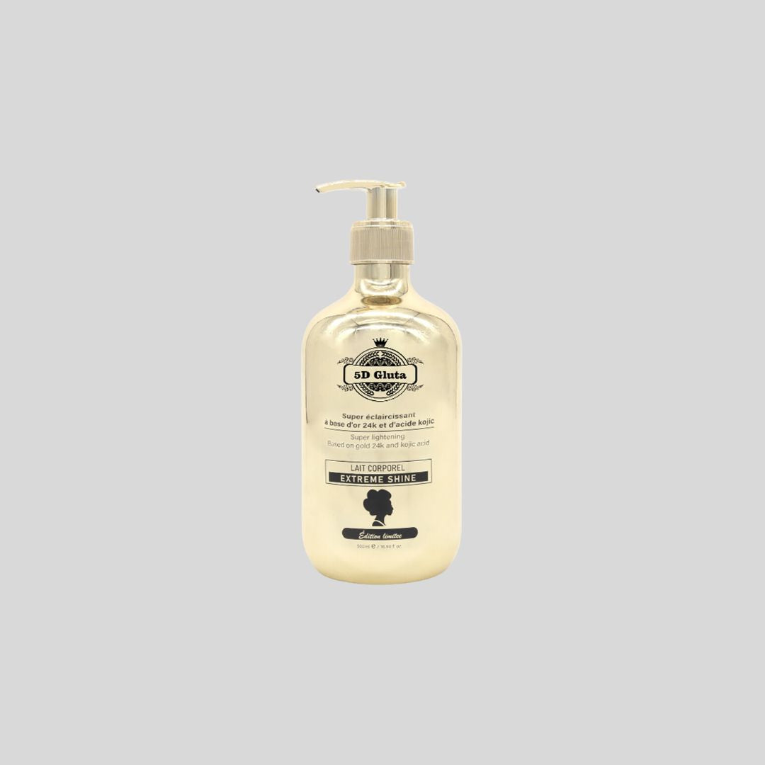 5D Gluta EXTREME SHINE Body Lotion 500ml, enriched with natural Apple Extract, Vitamin C, and antioxidants to brighten and hydrate skin while promoting a youthful glow.