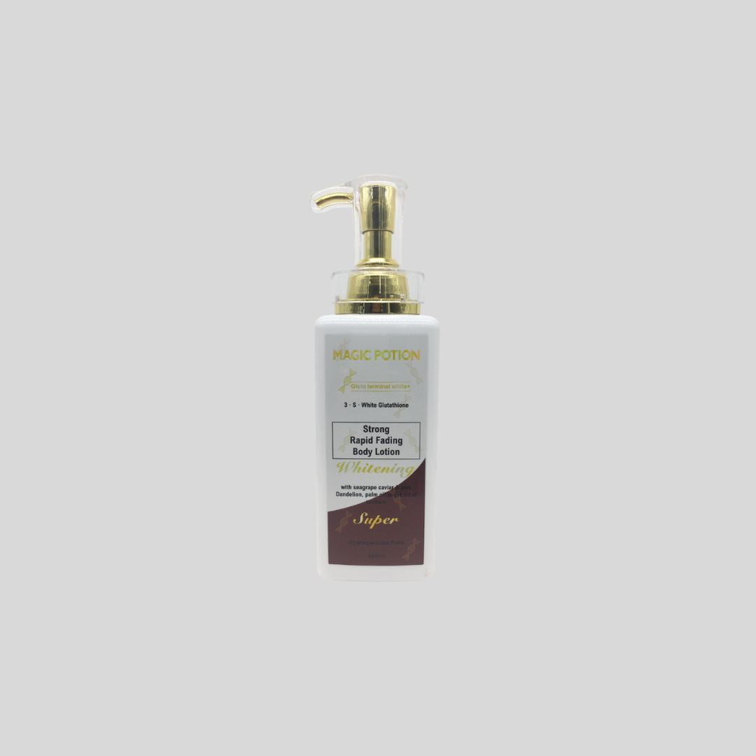 Extreme Whitening Body Lotion Milk being applied to skin, highlighting its smooth texture and whitening properties to help fade dark spots and promote radiant skin.