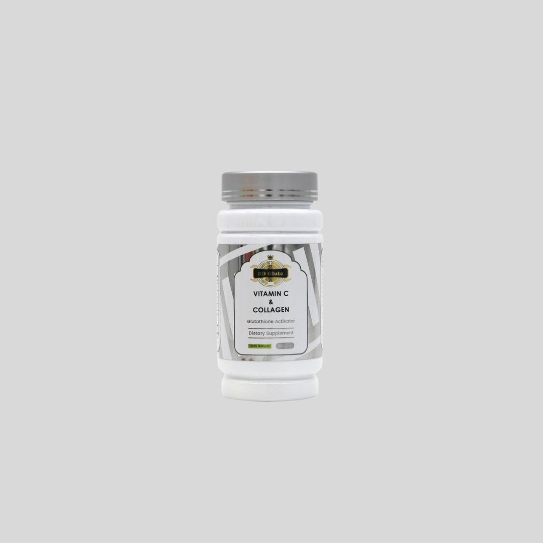 5D Gluta Vitamin C & Collagen Capsules (60 capsules) promote a healthy skin tone and combat aging. Formulated with vitamin C and collagen, these antioxidant-rich capsules help reduce pigmentation and support overall skin health.