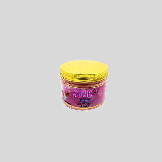 Alpha Arbutin 3+ Whitening Soap cleanses and lightens skin, reducing acne scars, wrinkles, and dark spots for a smoother complexion.