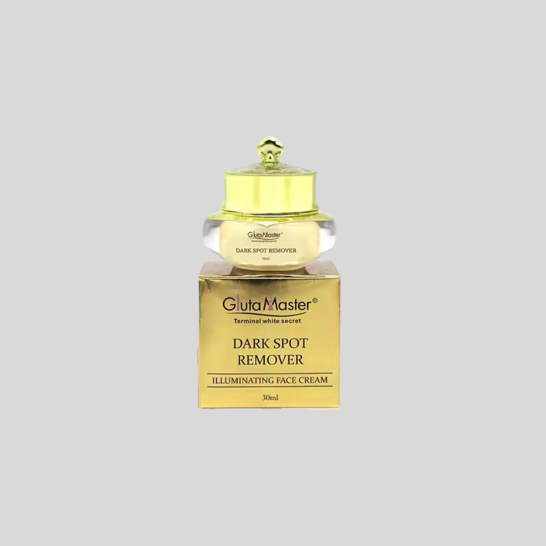 Gluta Master Remove Dark Spots Face Cream targets hyperpigmentation and dark spots, clarifying the skin and preventing acne. Enriched with Vitamin C, Vitamin E, and Hyaluronic Acid, it helps refine skin texture, lighten dark spots, and promote a healthier complexion with consistent use.


