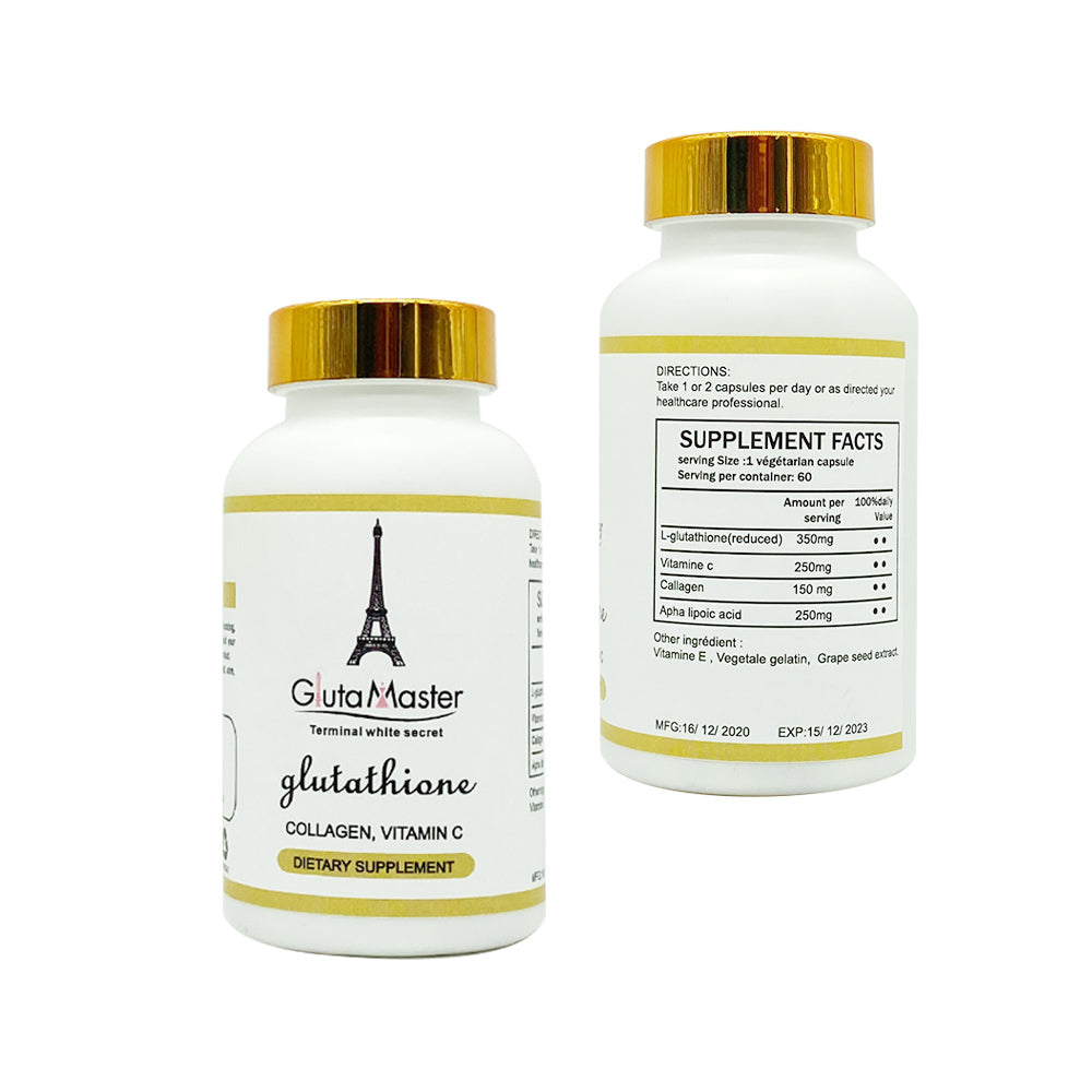 Gluta Master Tablet with Vitamin C & Collagen for Promote Healthy Skin Anti-aging with Glutathion 350mg 60 Pcs Capsules