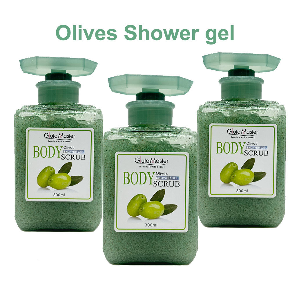 Gluta Master Terminal White Secret with Olives Body Scrub for Cleansing The Skin Shower Gel 300ml