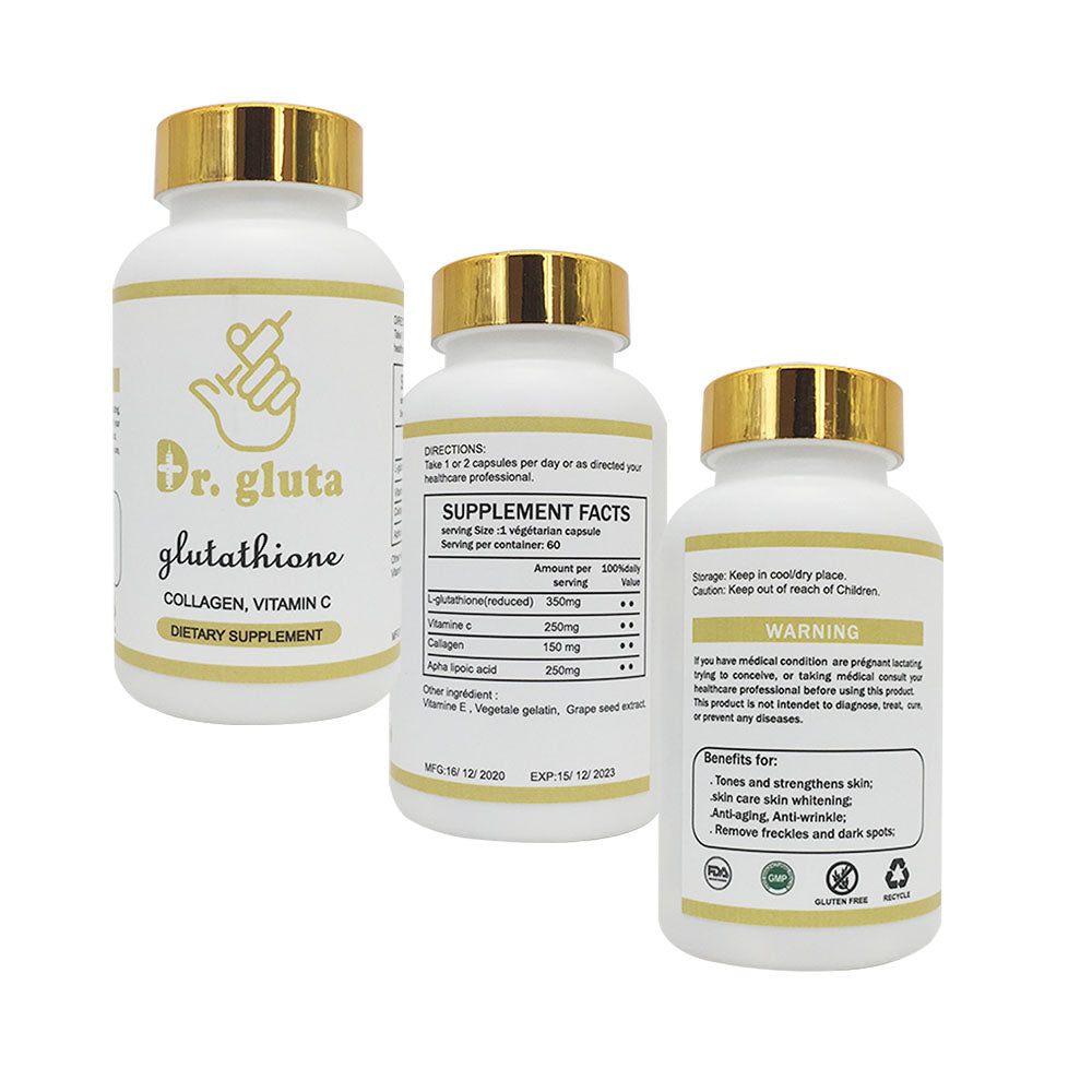 Dr. Gluta Glutathione Collagen Vitamin C Whitening Capsule Skin Whitening Pills Glutathione Capsules Whitening Tablet 60 Softgel