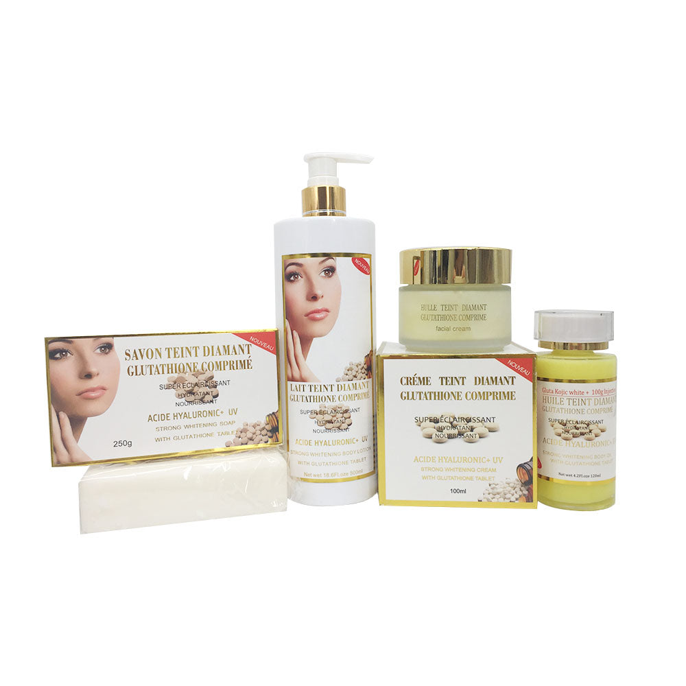 Strong Whitening Skin Care Set with Glutathione Tablet Lait Teint Diamant Glutathione Comprime Super Eclairssant