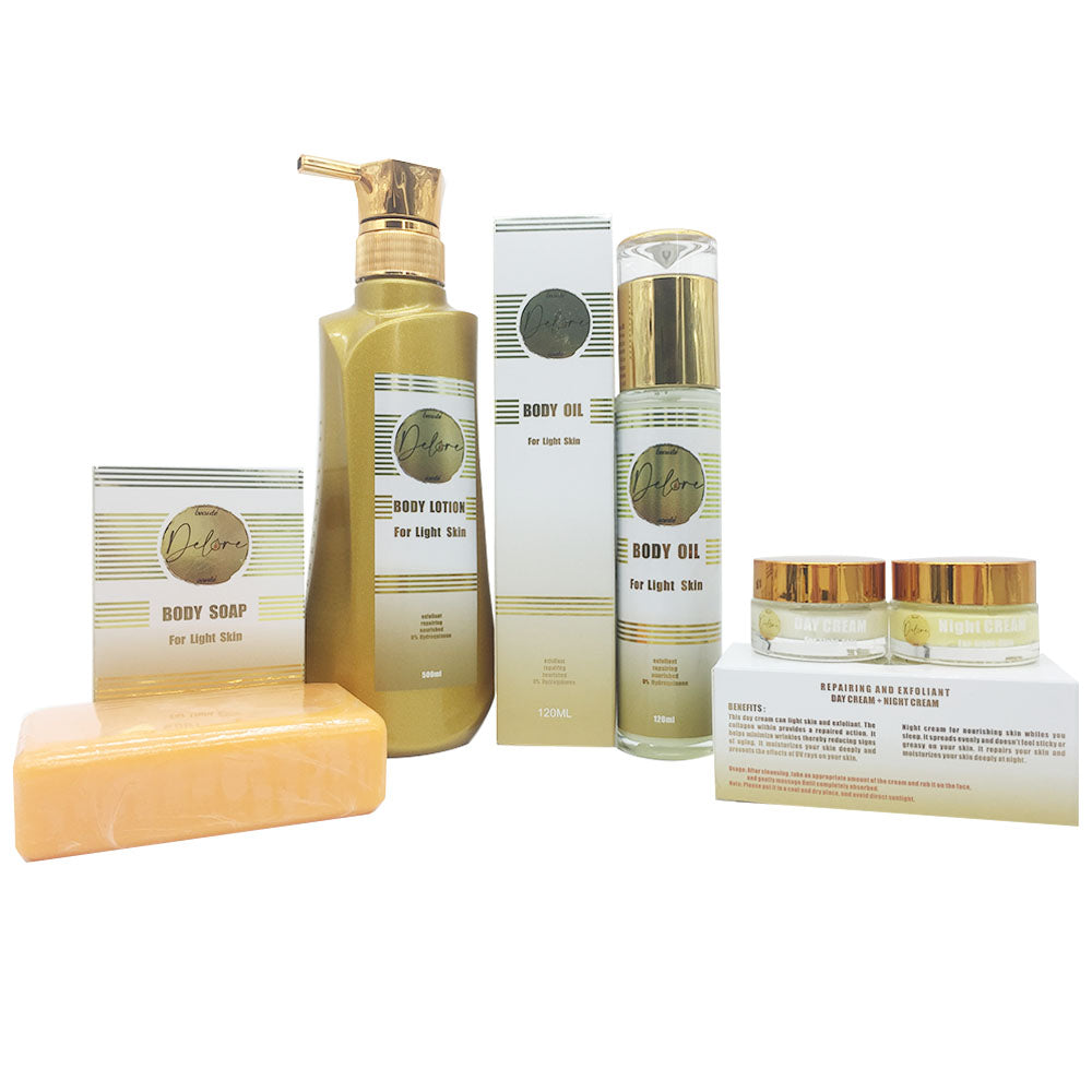 Skin Whitening Set with Vitamin C and Collagen Lotion Serum Cream Soap for Super Lightening and Moisturizing Skin