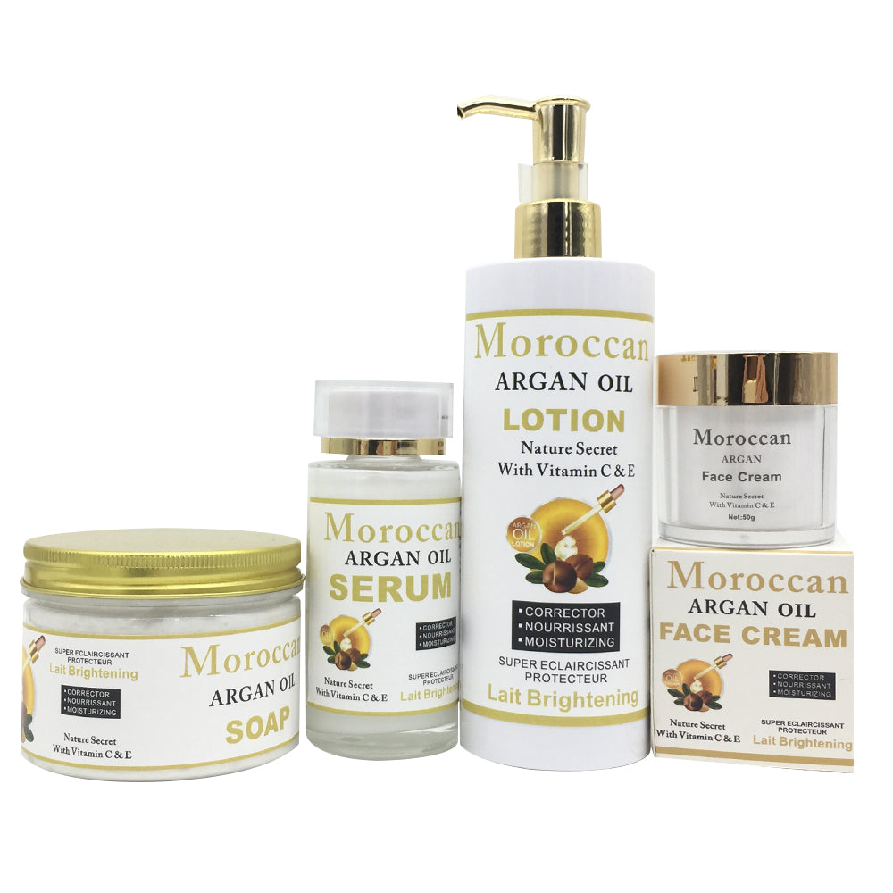 Miracle Glow Whitening Set with Moroccan Argan Oil Organic Extreme Brightening Kit for Hyperpigmentation and Uneven Skin Tone
