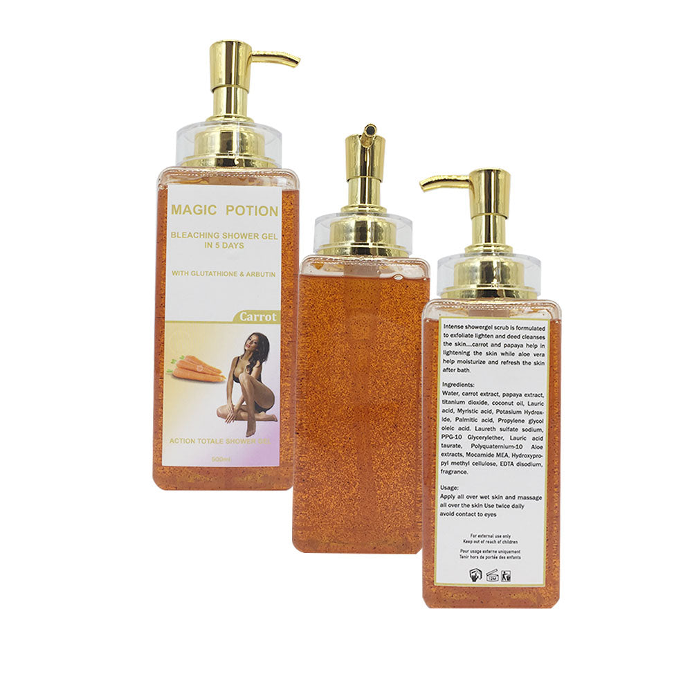 Bleaching Organic Shower Gel with Glutathione and Arbutin Carrot Shower Gel Body Scrub for Exfoliating